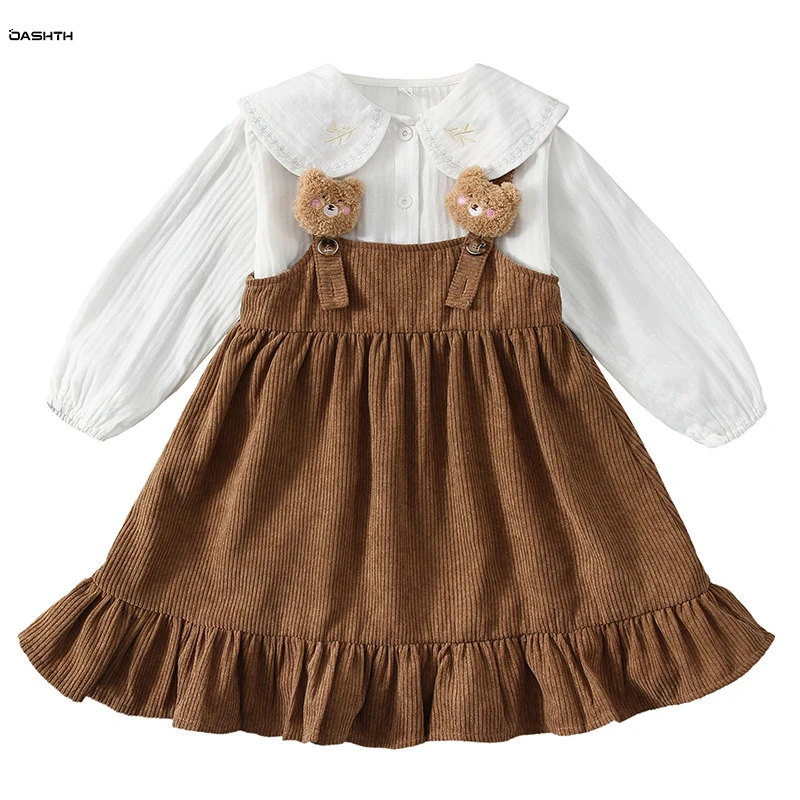 

Платье для маленьких девочек OASHTH, детская одежда, новый костюм на весну и осень, юбка, комплект из двух предметов для девочек