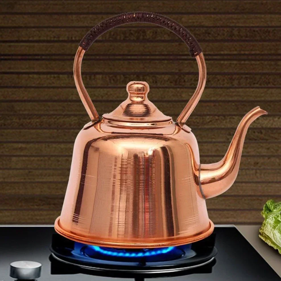 

2L Pure Copper Teapot Handmade Red Copper Kettle Hot Pot Add Soup Pot Induction Cooker Boiling Water Kettle Cold Kettle For Home