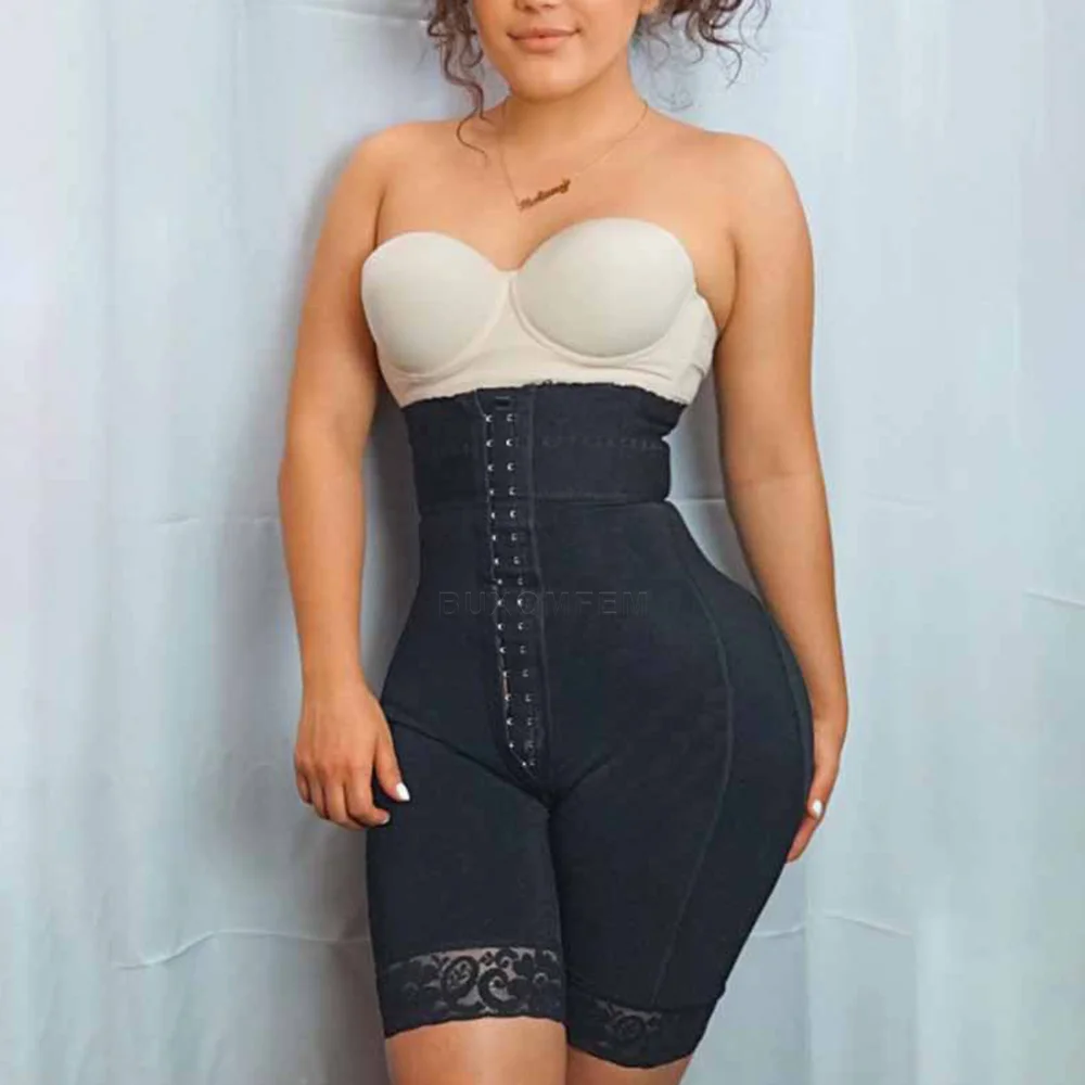 

Soft Stretchy Comfortable High Waisted Butt Lifter Fat Burning Tummy Control Waist Trainer with Hook Eyes & Thin Shoulder Strap