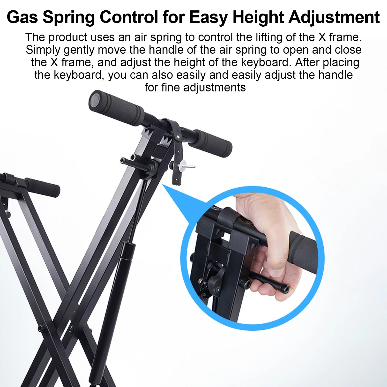 

GUITTO Electric Piano Keyboard Stand Hydraulic X-Frame Gas Spring Adjustable X-Shaped for Keyboard Instruments Double-Braced
