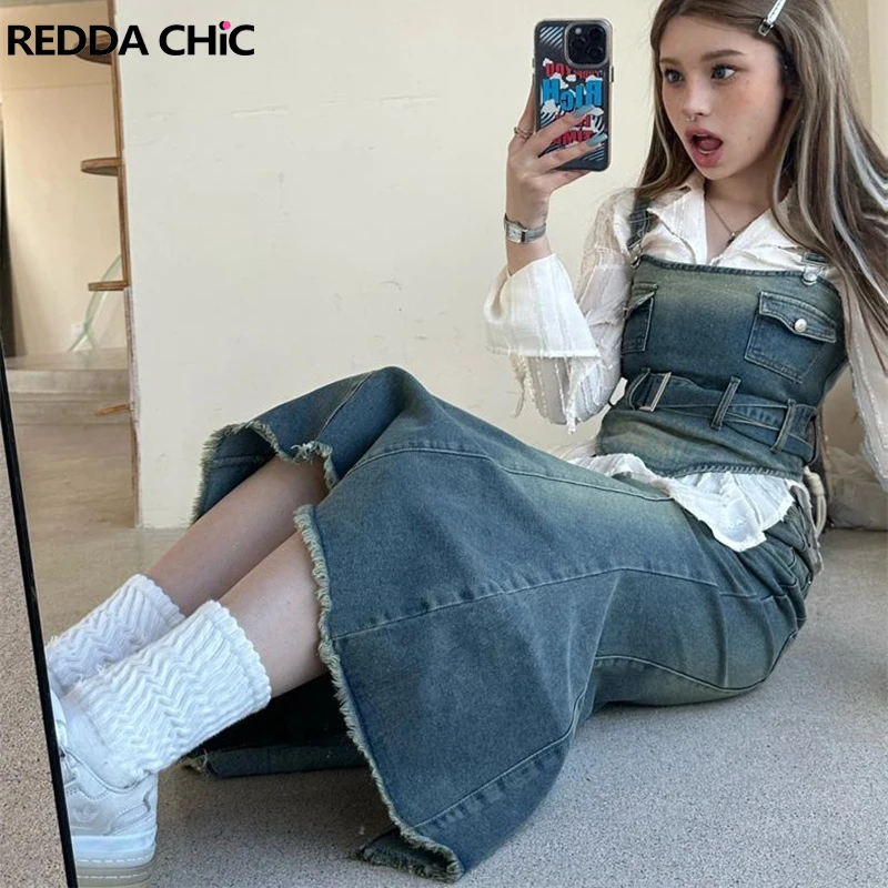 Женский винтажный джинсовый костюм REDDACHiC Y2k, рубашка, джинсовый топ и юбка рыбий хвост, комплект из 3 предметов с поясом из коровьей шкуры и необработанными краями, уличная одежда
Женский винтажный джинсовый костюм REDDACHiC Y2k, рубашка, джинсовый топ и юбка рыбий хвост, комплект из 3 предметов с поясом из коровьей шкуры и необработанными краями, уличная одежда