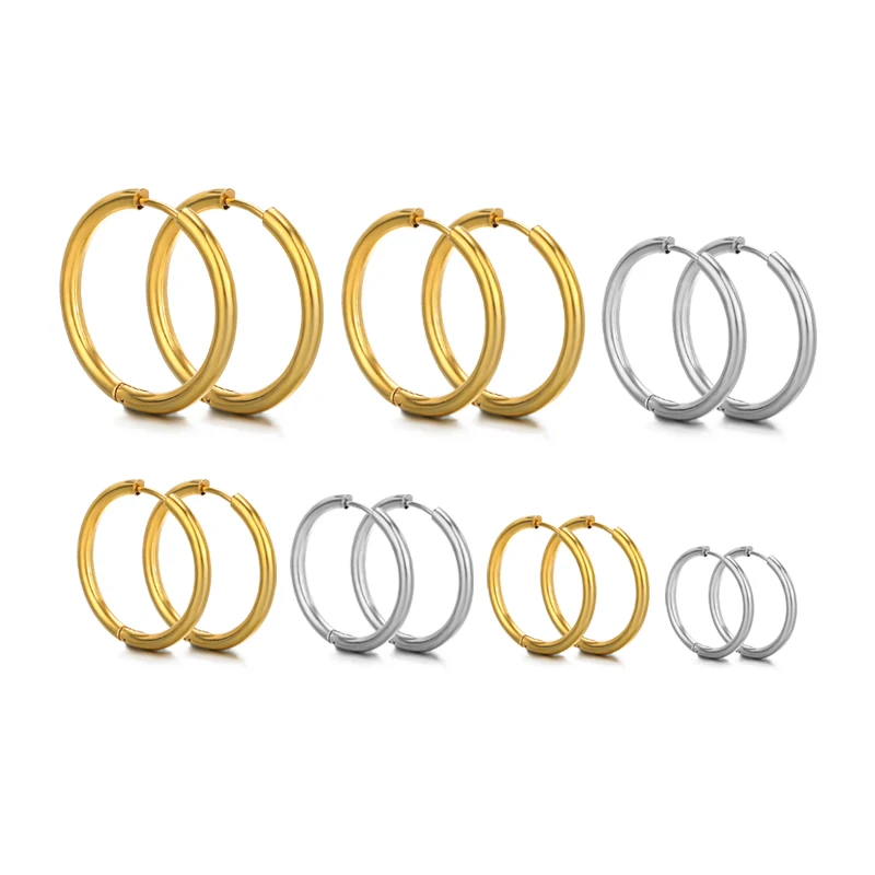 

10pcs Stainless Steel Women Hoop Earrings Men Punk Earrings Hiphop Bijoux Jewelry Gifts Fashion Huggie Accessories Supplies