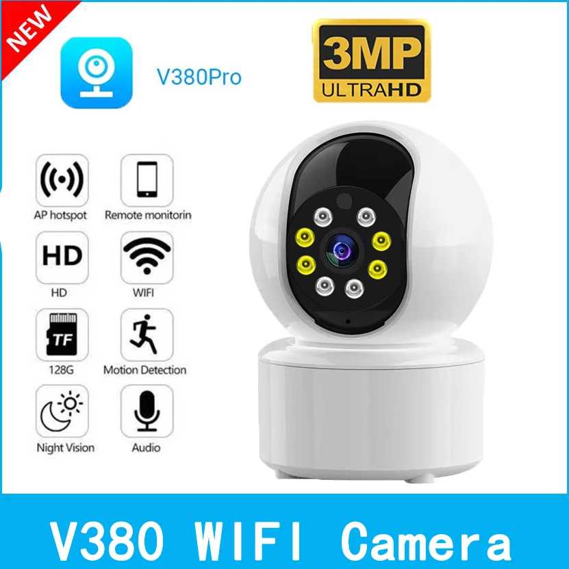 

V380 WiFi IP Camera Home Security Protection Surveillance Camera 3MP Wireless Ptz Auto Tracking IR Night Vision Baby Monitor