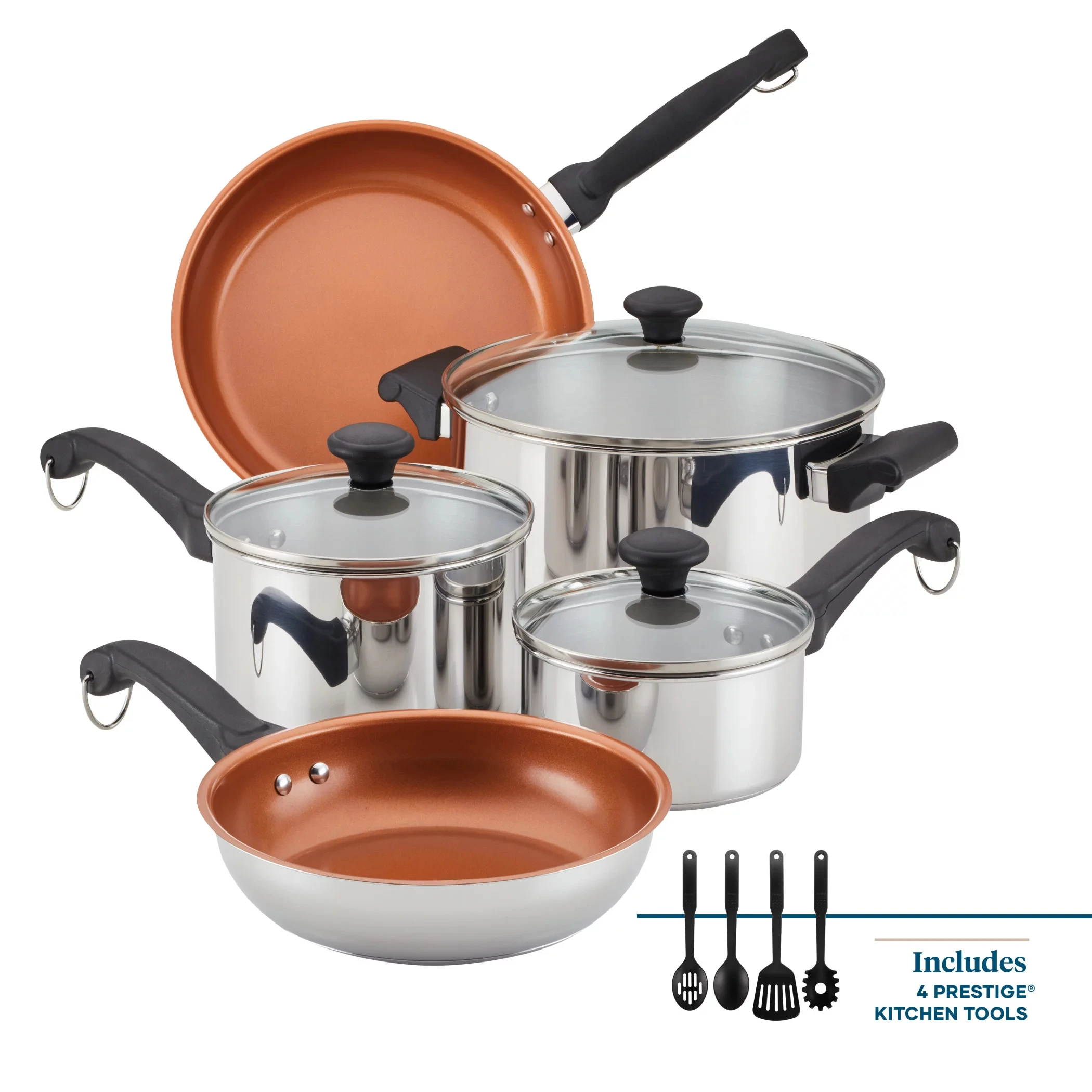 Classic Traditions Stainless Steel Cookware Set with Ceramic Frypans, 12-Piece Set
Classic Traditions Stainless Steel Cookware Set with Ceramic Frypans, 12-Piece Set