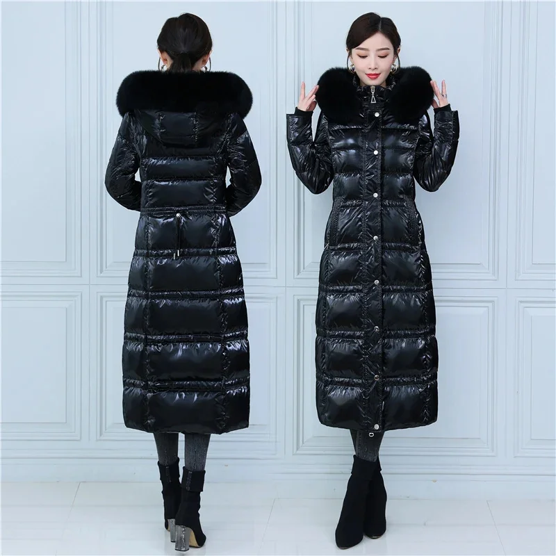 

Высококачественные пуховики, женские куртки, женская зимняя куртка, новинка 2024, сверхдлинная плотная теплая одежда с ярким лицом, пуховик для женщин