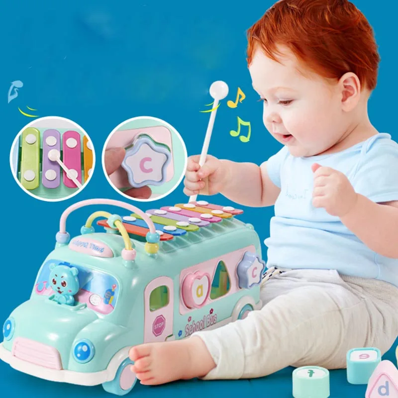 

Детские музыкальные игрушки в форме автобуса, пианино для детонации, координация рук и глаз, развивающая игрушка, раннее обучение, многофункциональный инструмент, подарок
