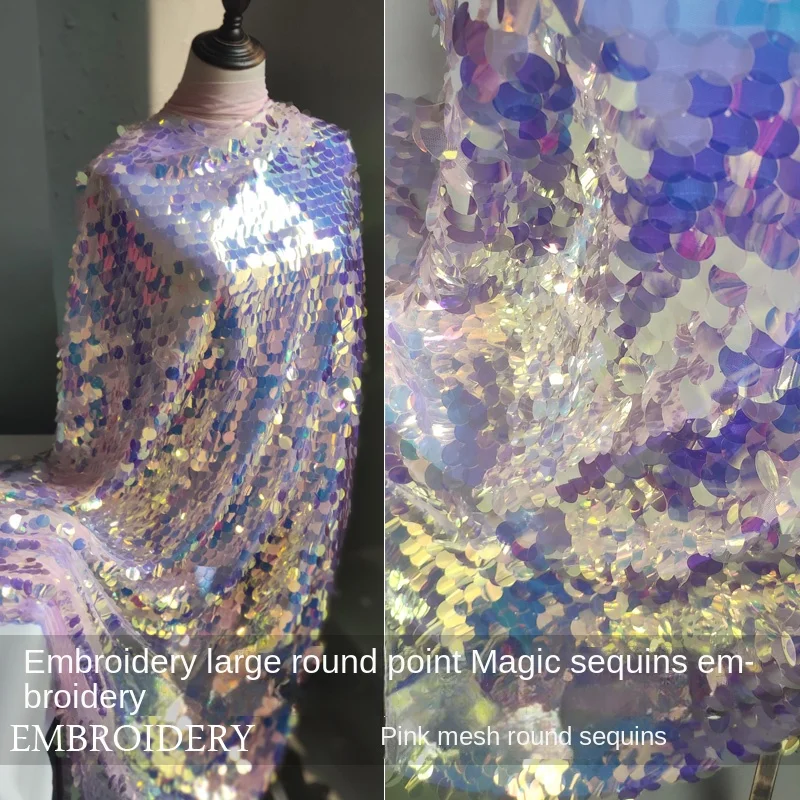 Mesh Embroidery Glitter Illusion Laser Circular Sequin Fabric Wedding Performance Stage Dance Evening Dress Fabric By The Meter
Mesh Embroidery Glitter Illusion Laser Circular Sequin Fabric Wedding Performance Stage Dance Evening Dress Fabric By The Meter