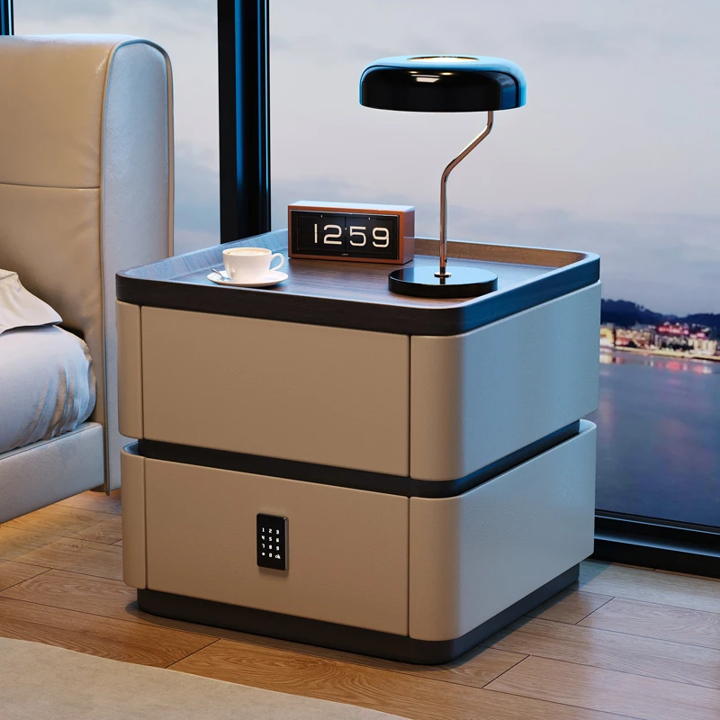 

Gray Storage Night Table Nordic Aesthetic Trendy Drawers Bedside Table Luxury Italian Mesitas De Noche Bedroom Furniture
