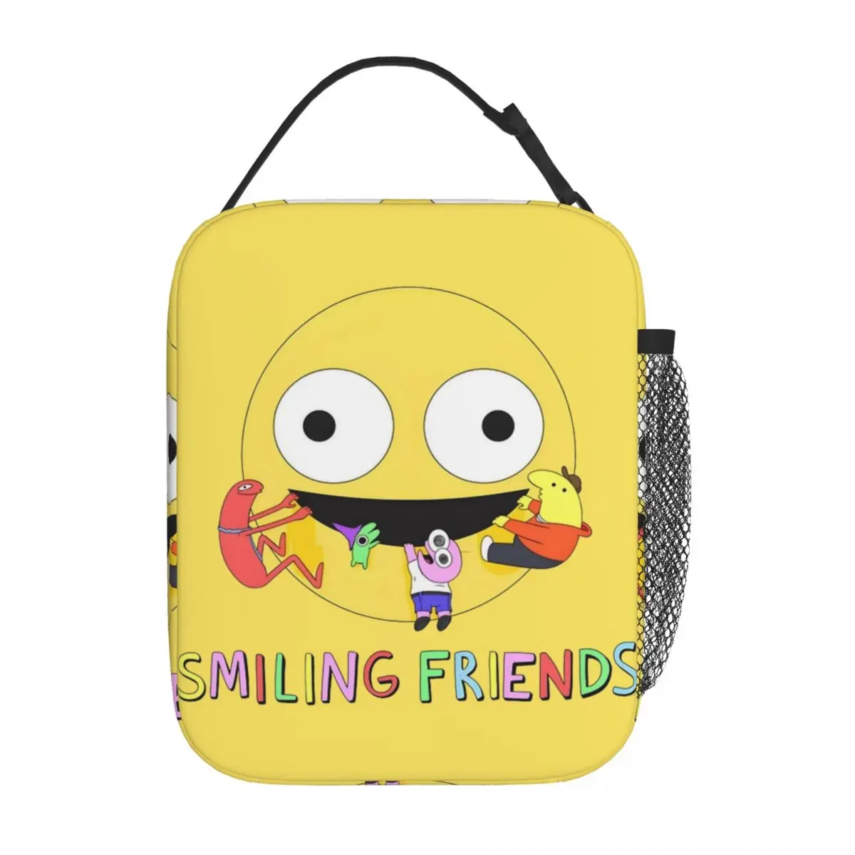 

Funny Smiling Friends Logo Thermal Insulated Lunch Bag for School Cartoon Adult Swim Portable Food Bag Cooler Thermal Lunch Box