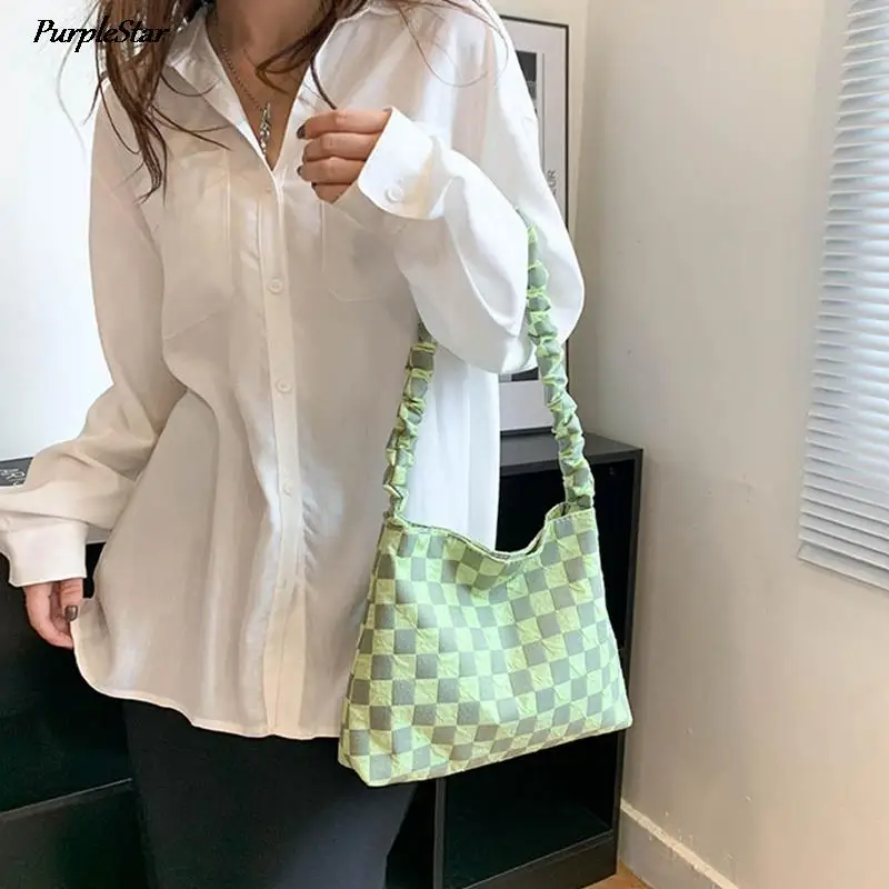 Women Shoulder Bags Plaid Double-side Printed Large Capacity Handbags Female Shopping Portable Lazy All-match Foldable Tote Bag
Women Shoulder Bags Plaid Double-side Printed Large Capacity Handbags Female Shopping Portable Lazy All-match Foldable Tote Bag