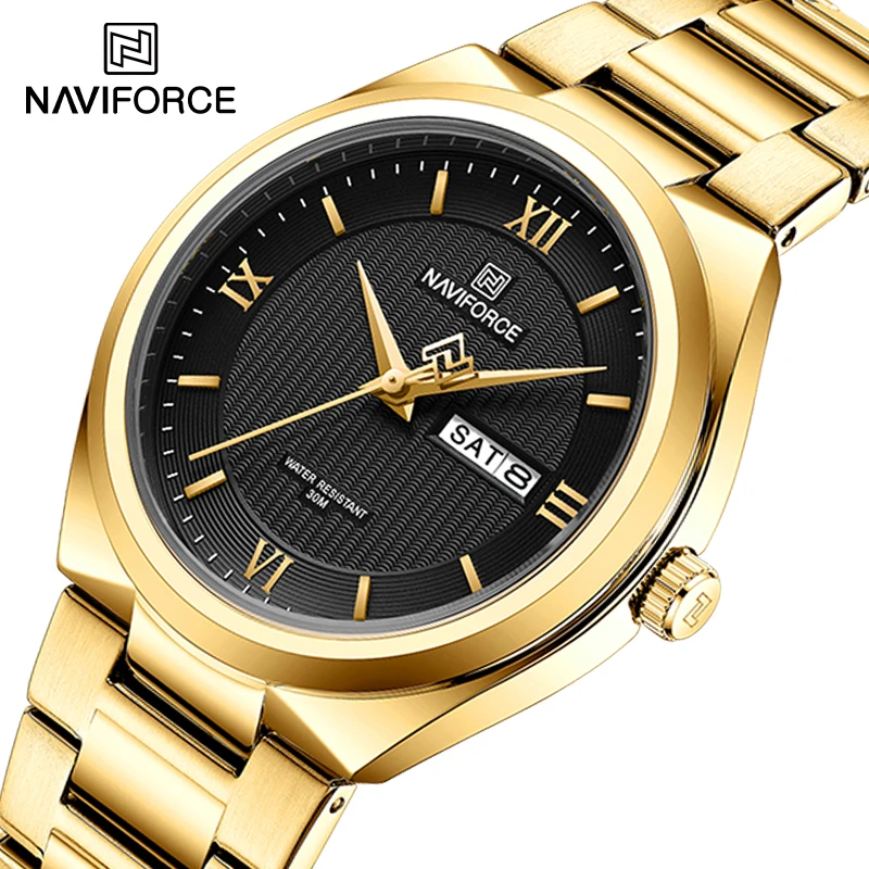 

NAVIFORCE Business Luxury Man's Wristwatch Quartz Day and Date Display Clock Stainless Steel Band 30m Waterproof Watches for Men