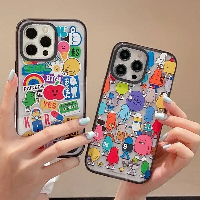 

2.0 Version Acrylic Upgrade Border Cartoon Monster Phone Case Cover for IPhone 11 12 13 14 15 Pro Max Case for IPhone 15 Pro Max
