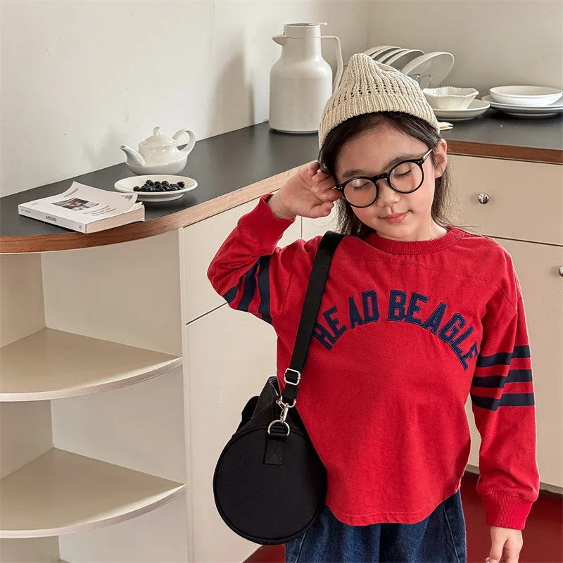 2025 Autumn New Children Long Sleeve T Shirts Boys Girls Letter Embroidery Cotton Tops Kids Casual Sweatshirt Bottoming Shirt 25 Se358e21848d54f4c9c4224c60315ba745