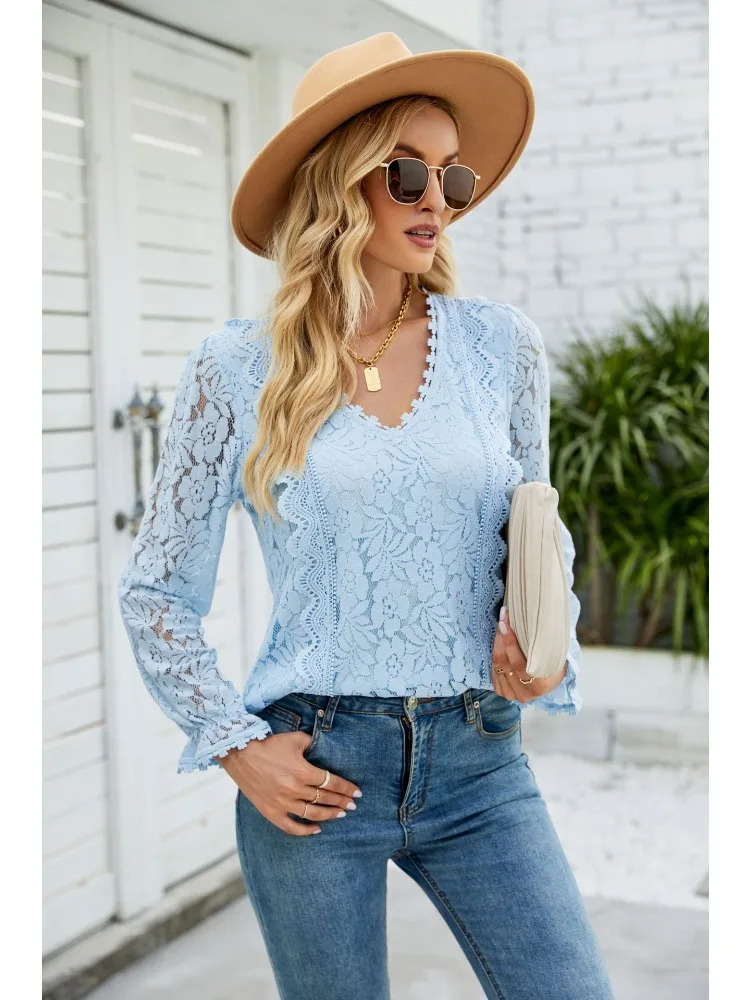 Women Hearts Blouses Stitching Lace Print Deep V-neck Patchwork Long Sleeve Blouses Top Spliced Office Ladies Elegent Shirt Tops
Women Hearts Blouses Stitching Lace Print Deep V-neck Patchwork Long Sleeve Blouses Top Spliced Office Ladies Elegent Shirt Tops