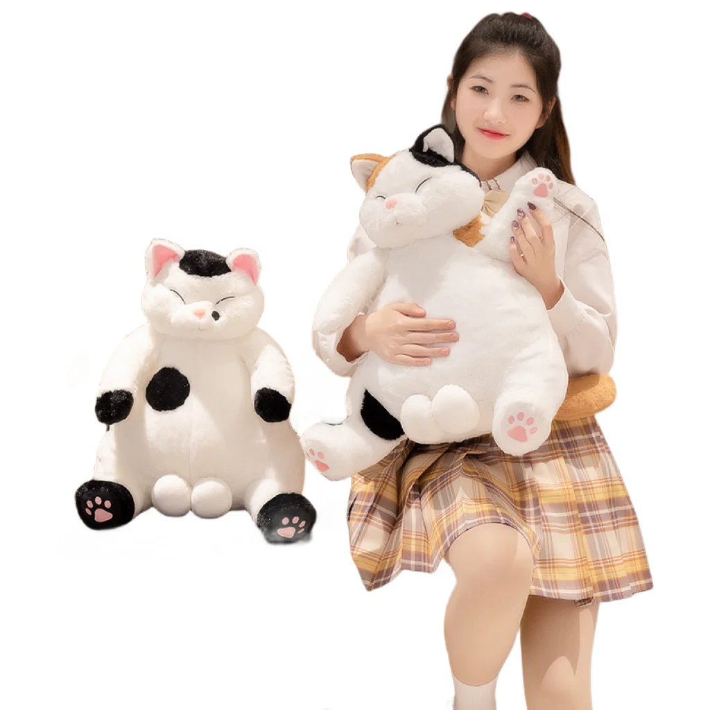 

35/45 см ленивая японская кукла-кошка, как настоящая пушистая плюшевая игрушка, сидящее спящее животное, коричневые, черные цвета, детский подарок