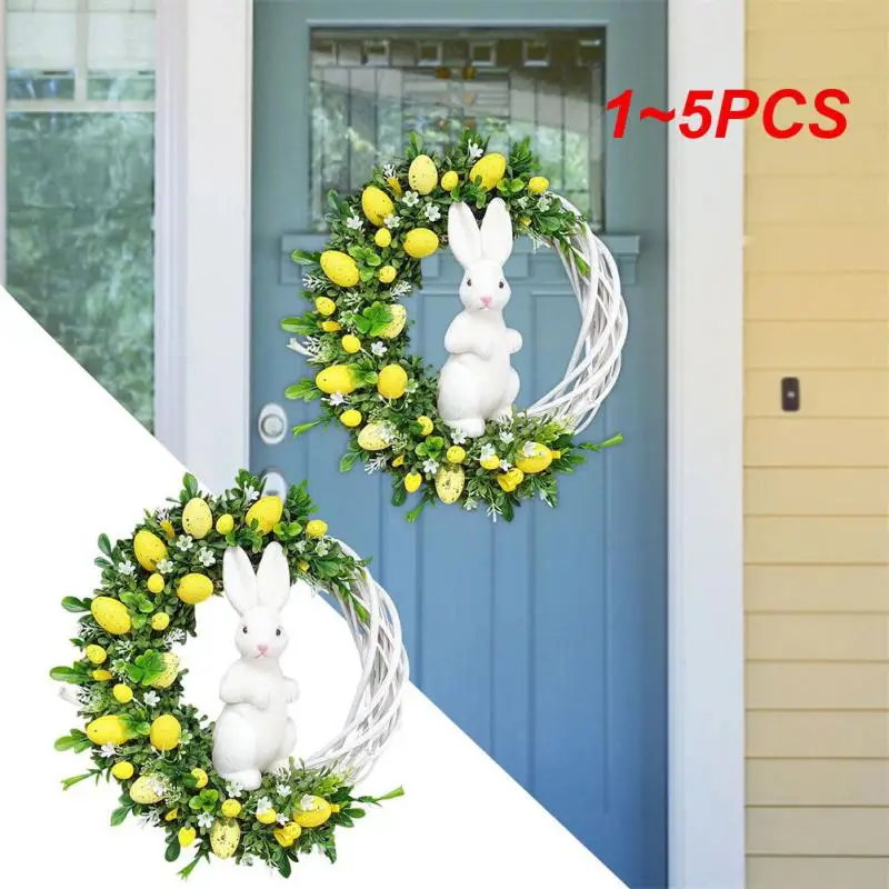 

1~5PCS New Easter Bunny Wreath Colorful Door Wall Oranments Happy Easter Rabbit Home Party Creative Garland Festival Decoration
