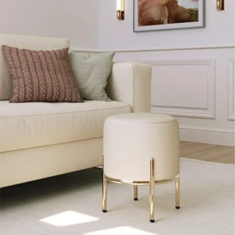 Milliard Upholstered Round Ottoman Ivory Velvet Cushion with Gold Metal Legs Use As A Vanity Chair Stool or Footrest
Milliard Upholstered Round Ottoman Ivory Velvet Cushion with Gold Metal Legs Use As A Vanity Chair Stool or Footrest