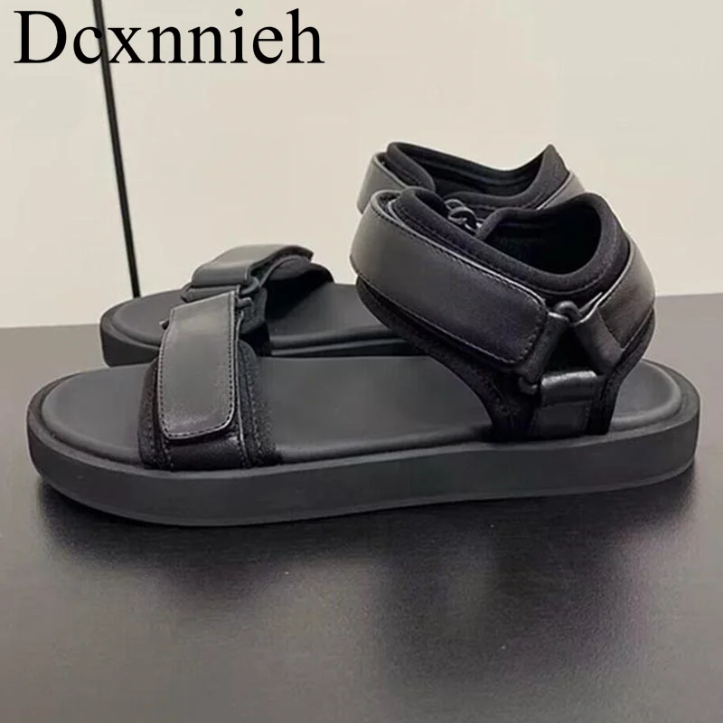 

New thick soled raised sandals women's open toe genuine leather sandals for women's summer outdoor vacation leisure shoes 2024