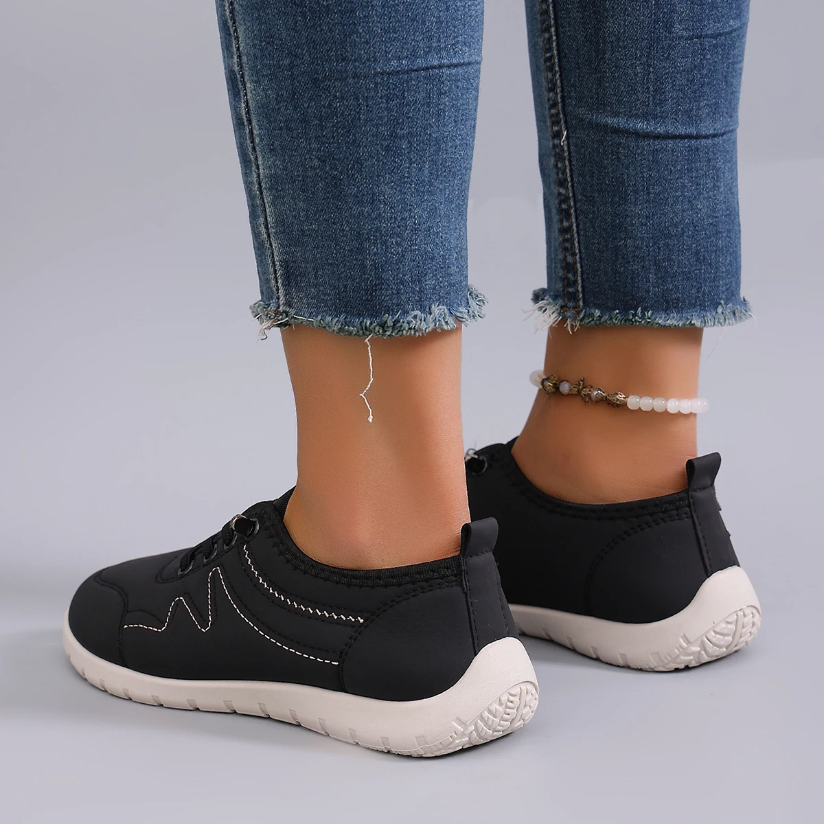 Spring new women's sports shoes, fashionable, breathable, lightweight, non-slip, wear-resistant, casual sports shoes, flat shoes 30 Se35cd96c65f840f6a7be841c767c2c07q
