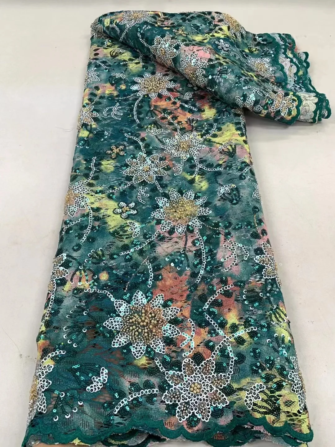 High-End Handmade Beaded Lace Fabric Embroidery French Lace Wedding Dress Embroidered Aqua Tulle Fabric Material Sewing PL436-7
High-End Handmade Beaded Lace Fabric Embroidery French Lace Wedding Dress Embroidered Aqua Tulle Fabric Material Sewing PL436-7