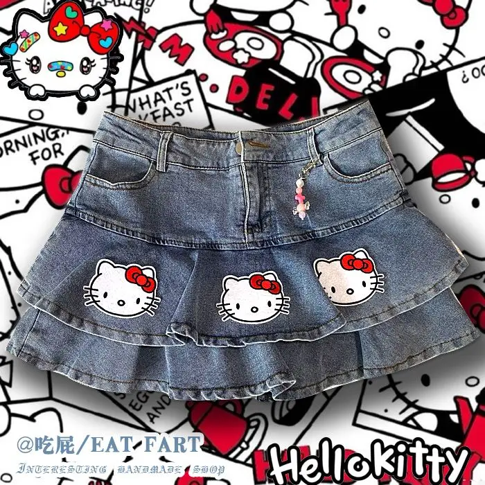 Sanrio HelloKitty Kawaii Original Kitty Cat Y2K Millennium Hot Girl Denim Short Skirt A Word Cake Half Skirt
Sanrio HelloKitty Kawaii Original Kitty Cat Y2K Millennium Hot Girl Denim Short Skirt A Word Cake Half Skirt