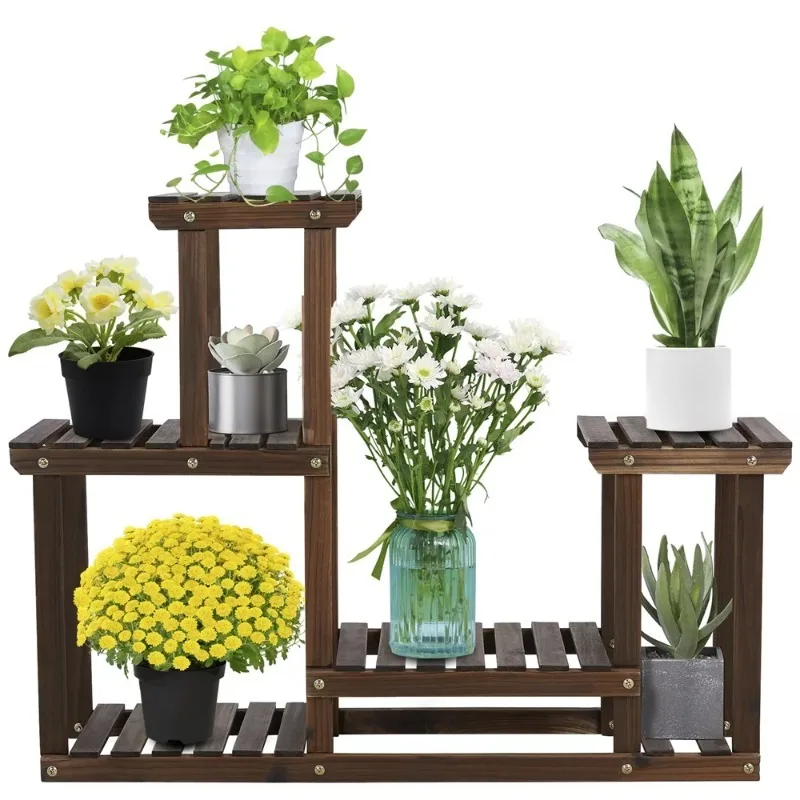 

LISM 37" X 10" X 29" 4-Tier Brown Metal Floral Plant Stand Flower Pot Stand Plant Stand Outdoor Plant Stands Indoor