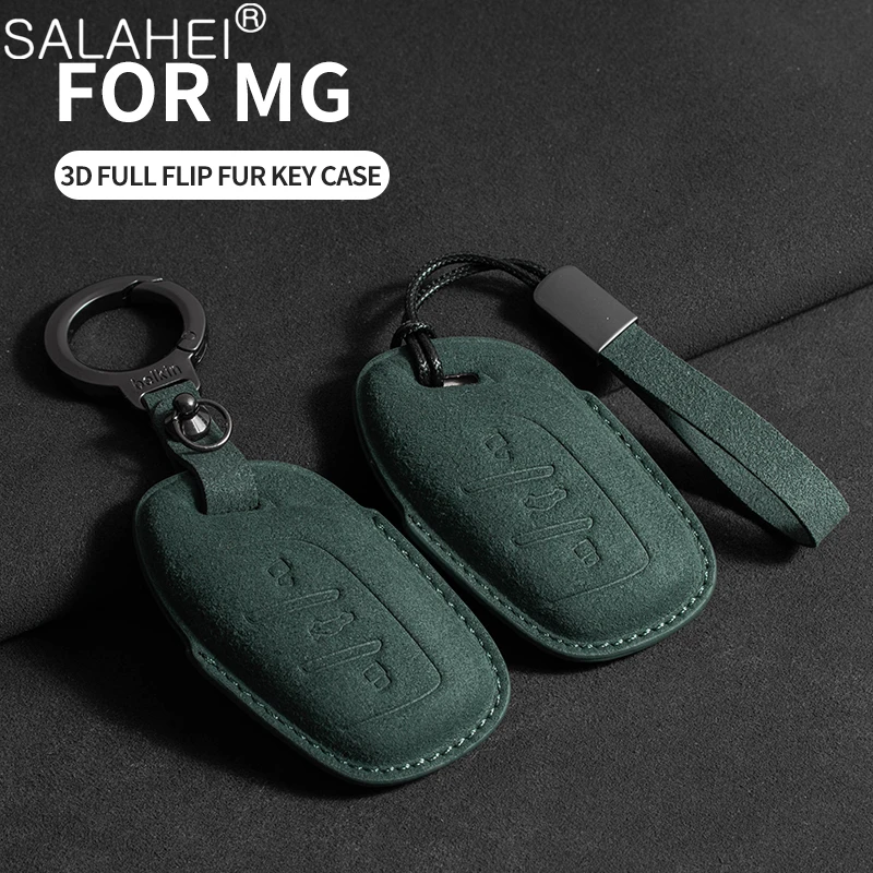 

Suede Car Key Case Cover Key Bag Shell Holder Full Protection For MG ZS EV MG6 EZS HS EHS 2019 2020 Keychain Styling Accessories