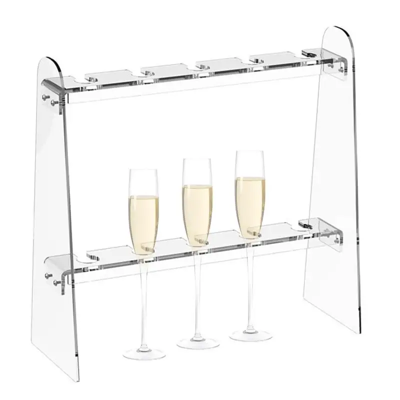

Champagne Stand Holder 2 Layer Acrylic Clear Champagne Stand Detachable Decorative Display Shelves 10 Slots Easy Assembly Wine
