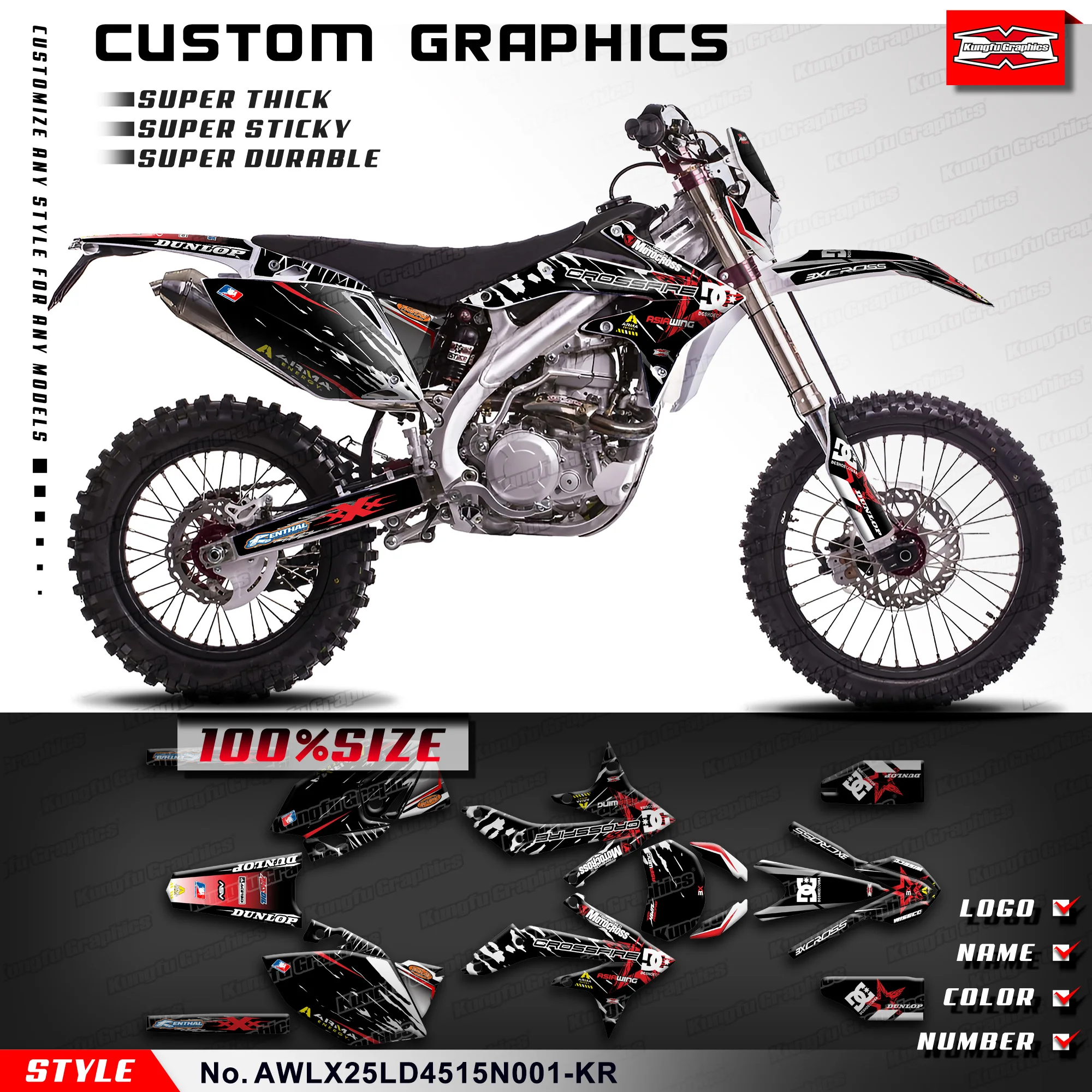 Набор графических наклеек KUNGFU GRAPHICS Racing для Asiawing LX250 LD450 2015-2024, AWLX25LD4515N001-KR
Набор графических наклеек KUNGFU GRAPHICS Racing для Asiawing LX250 LD450 2015-2024, AWLX25LD4515N001-KR