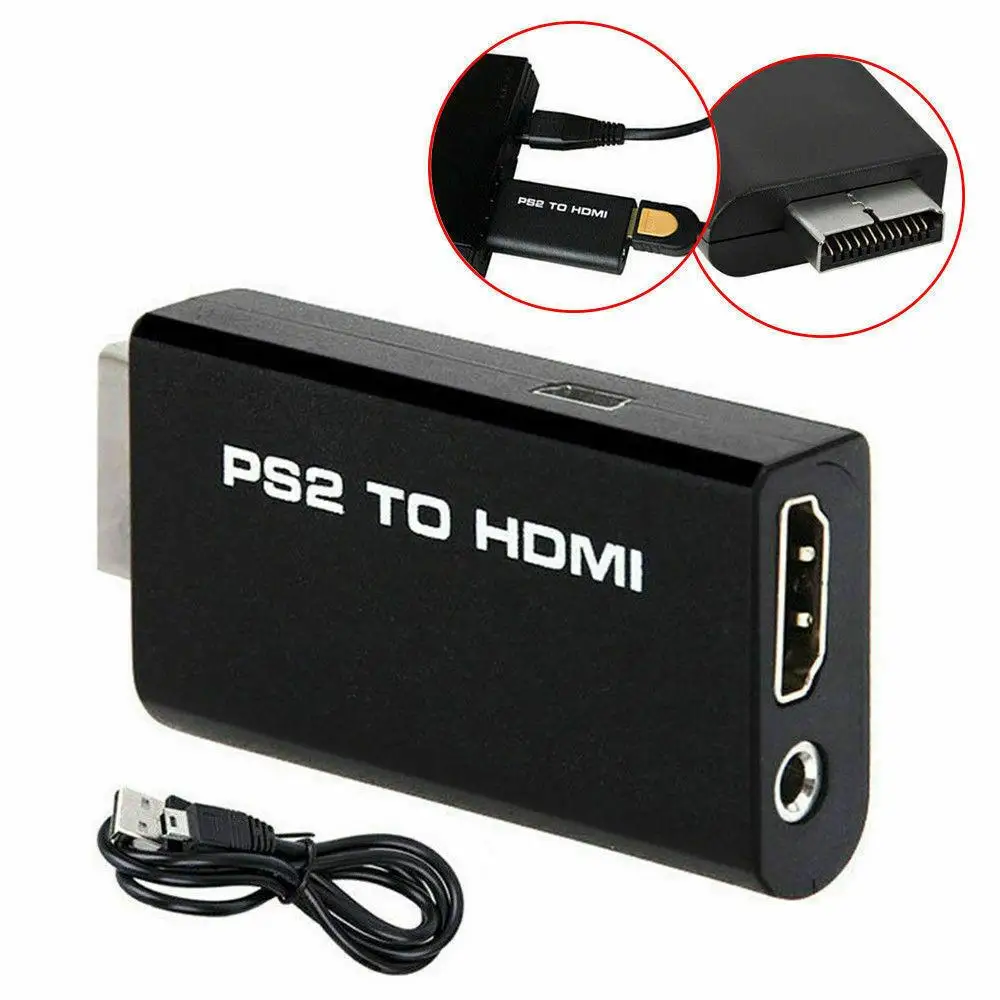 Фото Мини-адаптер для видеоконвертера PS2 в HDMI с аудиовыходом 3 5 мм HDTV ПК поддержкой Plug