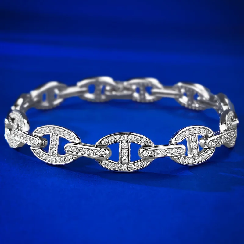 

2023 New S925 Silver Pig Nose Bracelet Full Diamond Personalized Fashion and Elegant Ins Mingyuan Style