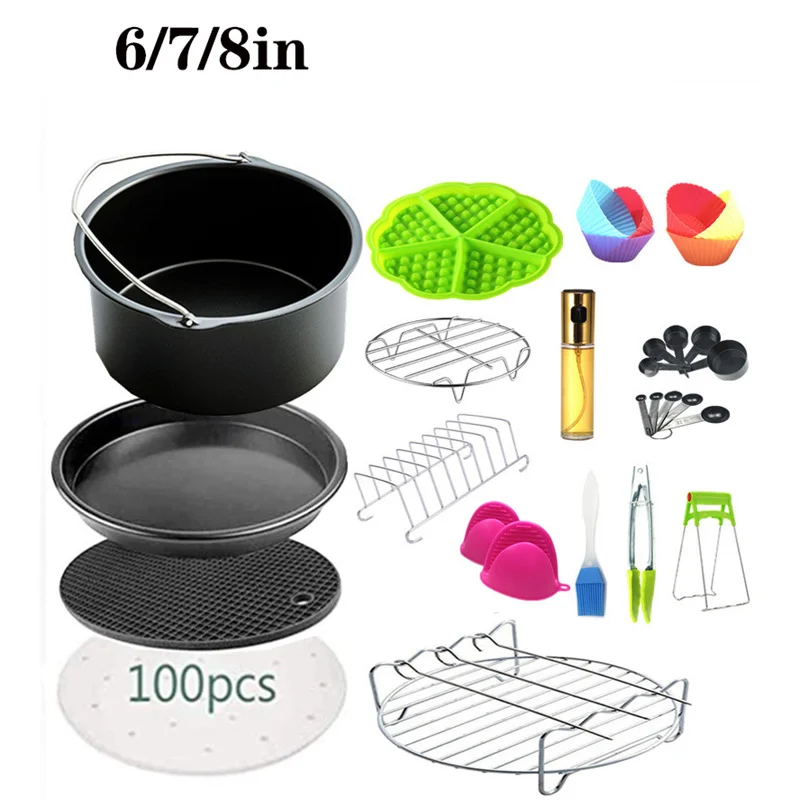 Air fryer Accessories 6/7/8in universal 15pcs Cake Mold Oil Spray Pot Silicone Muffin Cup Measuring Spoon Cup set Kitchen Tools
Air fryer Accessories 6/7/8in universal 15pcs Cake Mold Oil Spray Pot Silicone Muffin Cup Measuring Spoon Cup set Kitchen Tools