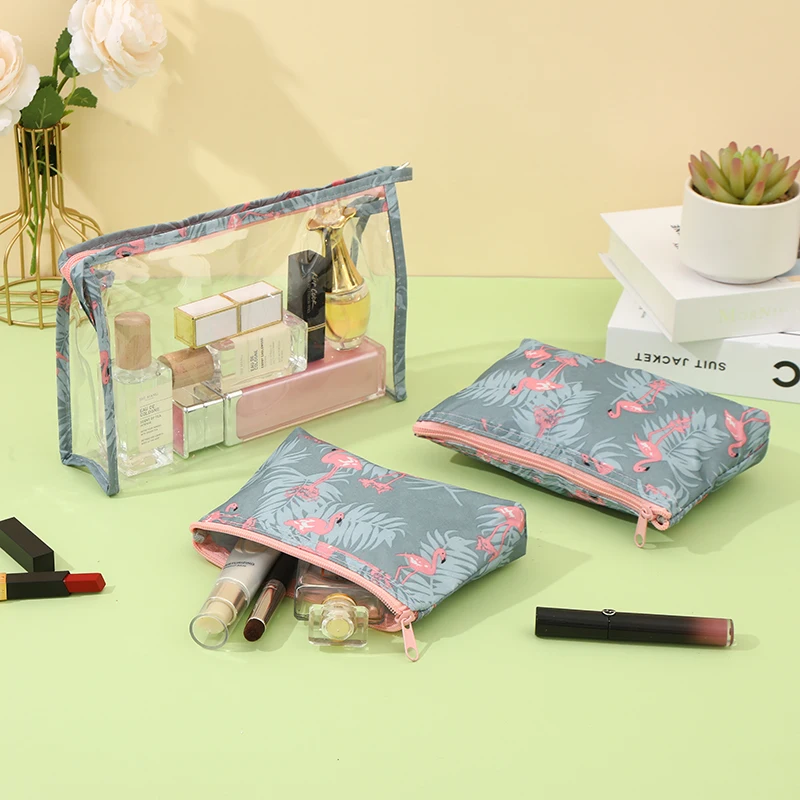 Fashionable Transparent PVC Waterproof Makeup Bag 3-piece set Flamingo Portable Travel Skincare Storage Bag
Fashionable Transparent PVC Waterproof Makeup Bag 3-piece set Flamingo Portable Travel Skincare Storage Bag