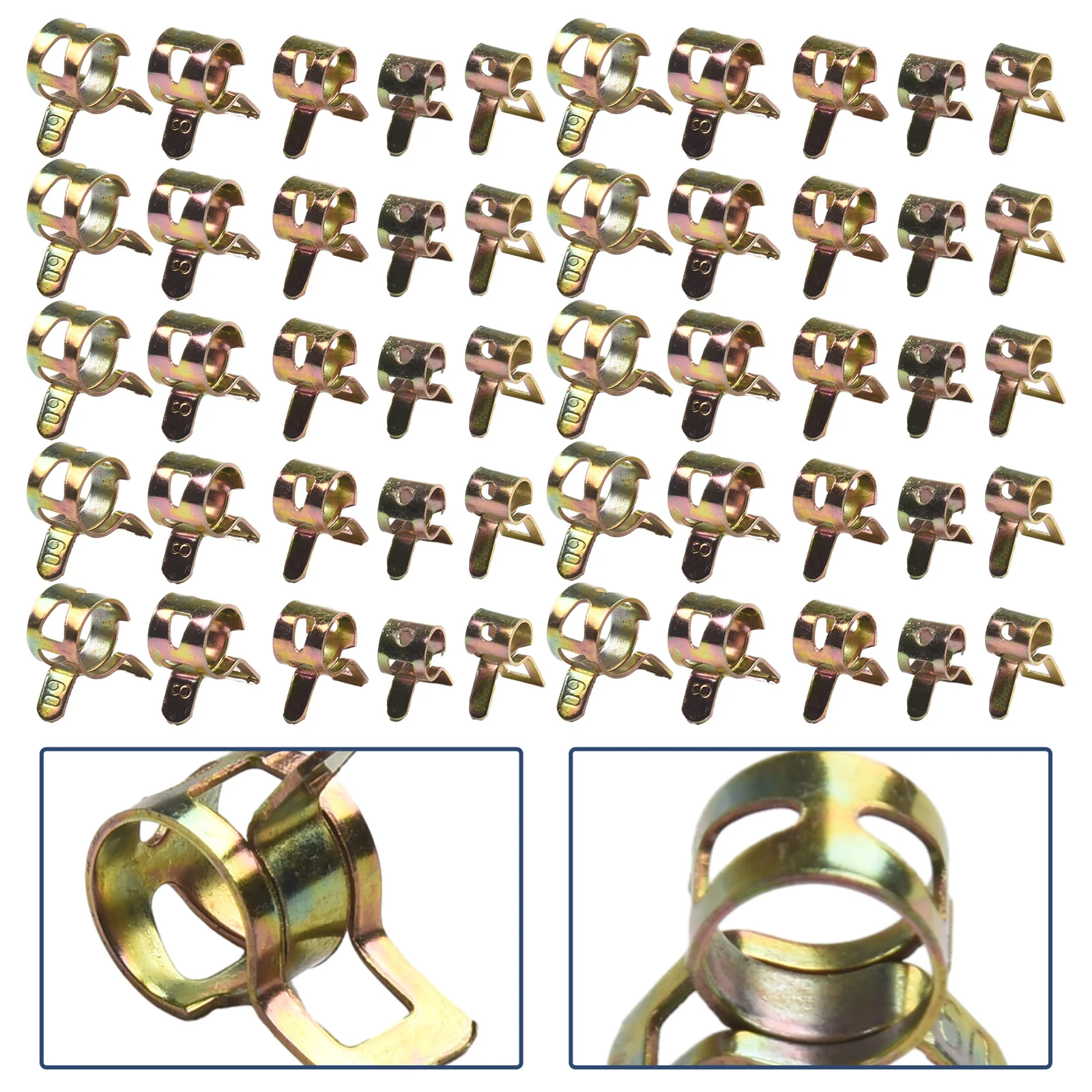 50pcs Set Car Tube Clamps Fuel Line Hose Clips 65Mn Spring Steel Assortment Fastener Auto Replacement Parts Accessories
50pcs Set Car Tube Clamps Fuel Line Hose Clips 65Mn Spring Steel Assortment Fastener Auto Replacement Parts Accessories