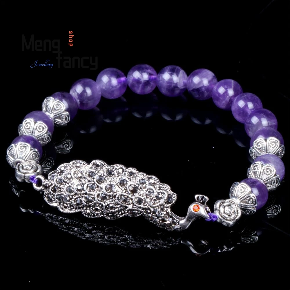 Natural Amethyst Peacock Opening Screen Bracelet Charms Fashion Fine Jewelry Women Couple Luxury Bangle Souvenir Holiday Gifts
Natural Amethyst Peacock Opening Screen Bracelet Charms Fashion Fine Jewelry Women Couple Luxury Bangle Souvenir Holiday Gifts