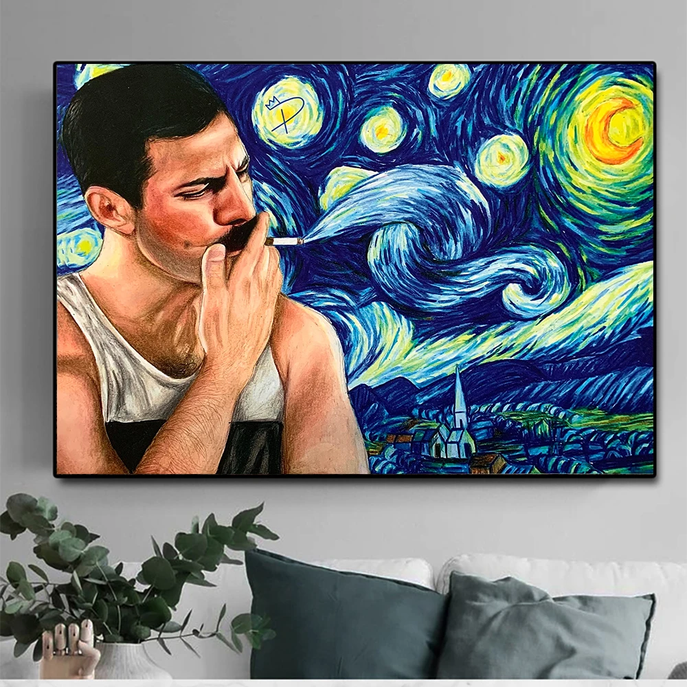 Freddie Mercury Rock Star Van Gogh Starry Night Posters Pictures Canvas Wall Art Home Decor Paintings for Living Room Decoration 
Freddie Mercury Rock Star Van Gogh Starry Night Posters Pictures Canvas Wall Art Home Decor Paintings for Living Room Decoration