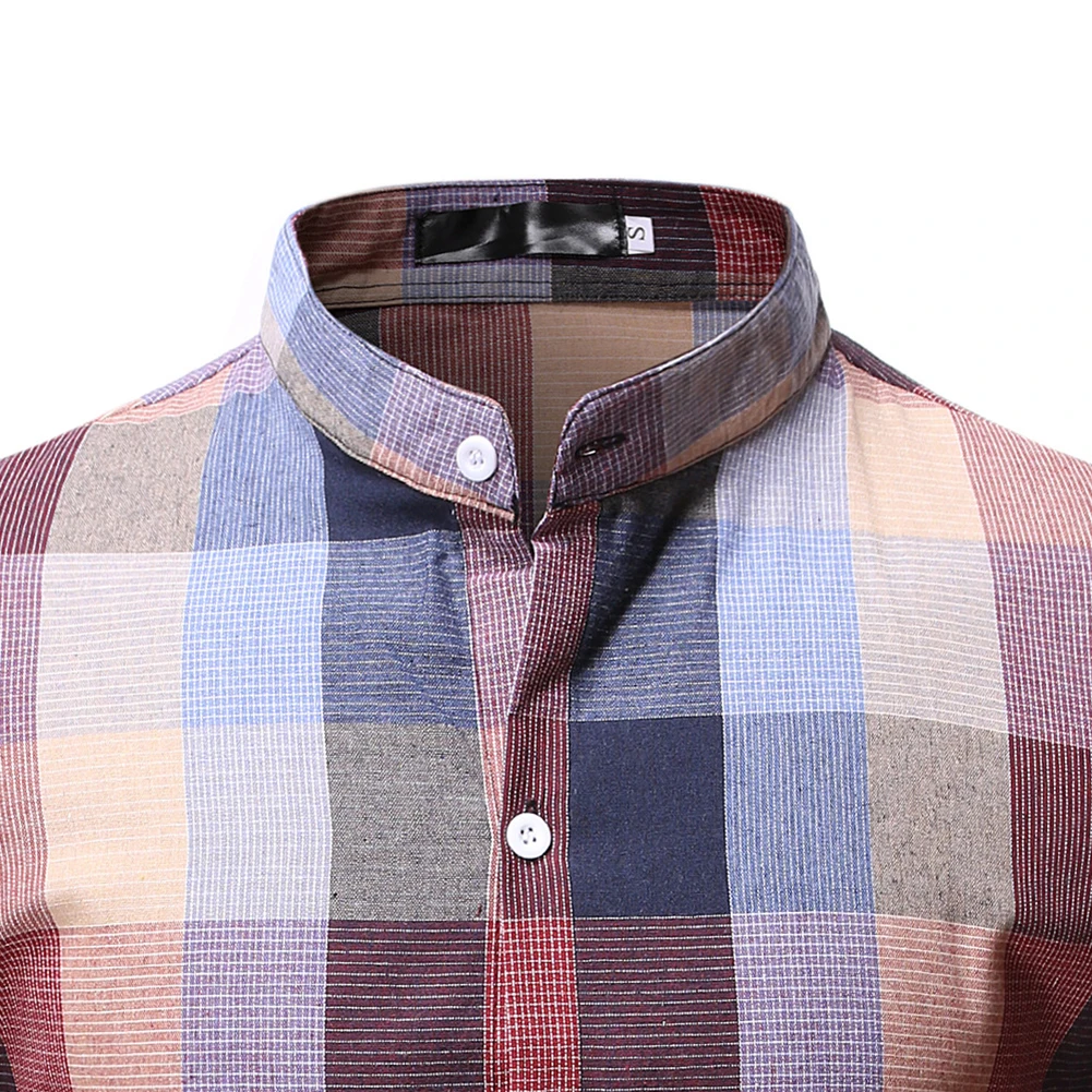 Fashionable Colorblock Plaid Stand Collar Shirt for Men Casual Button Down Blouse Long Sleeve Tops Pink Green
Fashionable Colorblock Plaid Stand Collar Shirt for Men Casual Button Down Blouse Long Sleeve Tops Pink Green