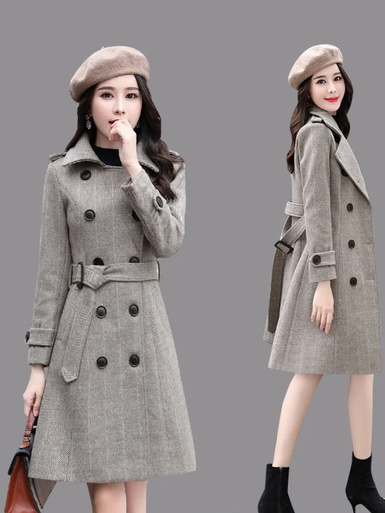 

S-3XL Women's Trench Coat Casual Extra long Loose Windbreaker Lapel Top Long Ladies Jacket Double-breast Coats For Spring Autumn