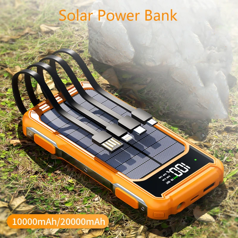 20000mAh Solar Power Bank with 4 Wires Portable Outdoor Mobile Power Solar Panel With LED Flashlight Power Bank 
20000mAh Solar Power Bank with 4 Wires Portable Outdoor Mobile Power Solar Panel With LED Flashlight Power Bank
