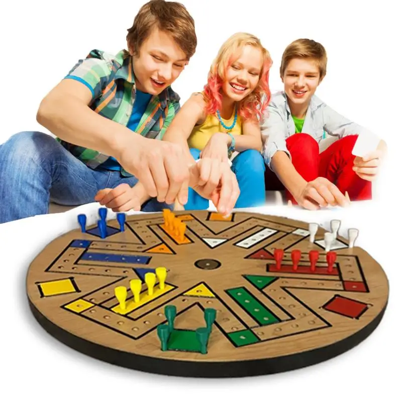 

Деревянная быстрая игра, двусторонняя деревянная настольная игра с рисунком для 3-6 игроков, большая оригинальная мраморная настольная игра, веселая и захватывающая