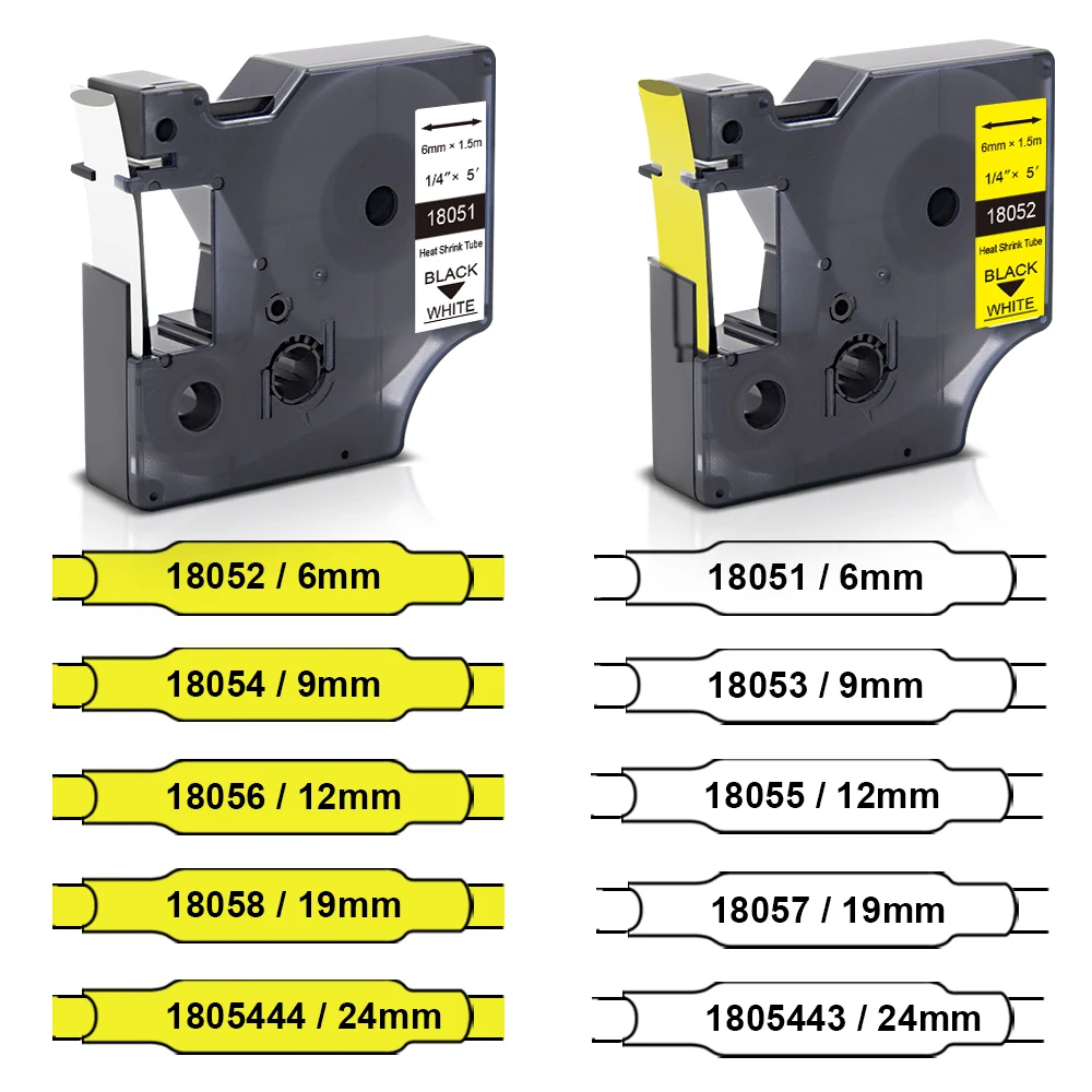6/9/12/19/24mm 18051 Compatible DYMO Rhino Heat Shrink Tube 18052 18055 18056 18057 18058 18053 18054 for Dymo Rhino 4200 5200
6/9/12/19/24mm 18051 Compatible DYMO Rhino Heat Shrink Tube 18052 18055 18056 18057 18058 18053 18054 for Dymo Rhino 4200 5200