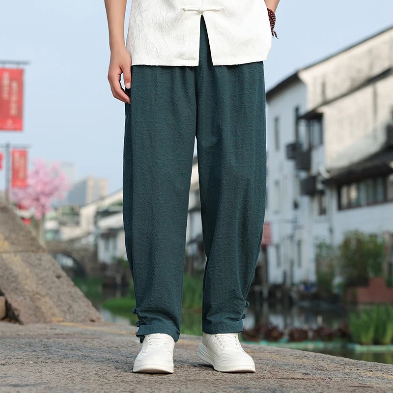 

Брюки Haren мужские в стиле Харадзюку, повседневные хлопково-льняные винтажные джоггеры, спортивные свободные штаны с эластичным поясом, уличная одежда
