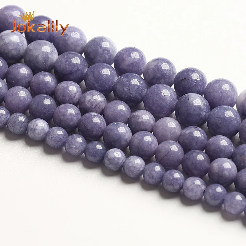 

Natural lavender Angelite Stone Beads Purple Jades Round Loose Beads For Jewelry Making DIY Bracelets Necklace 4 6 8 10 12mm 15"