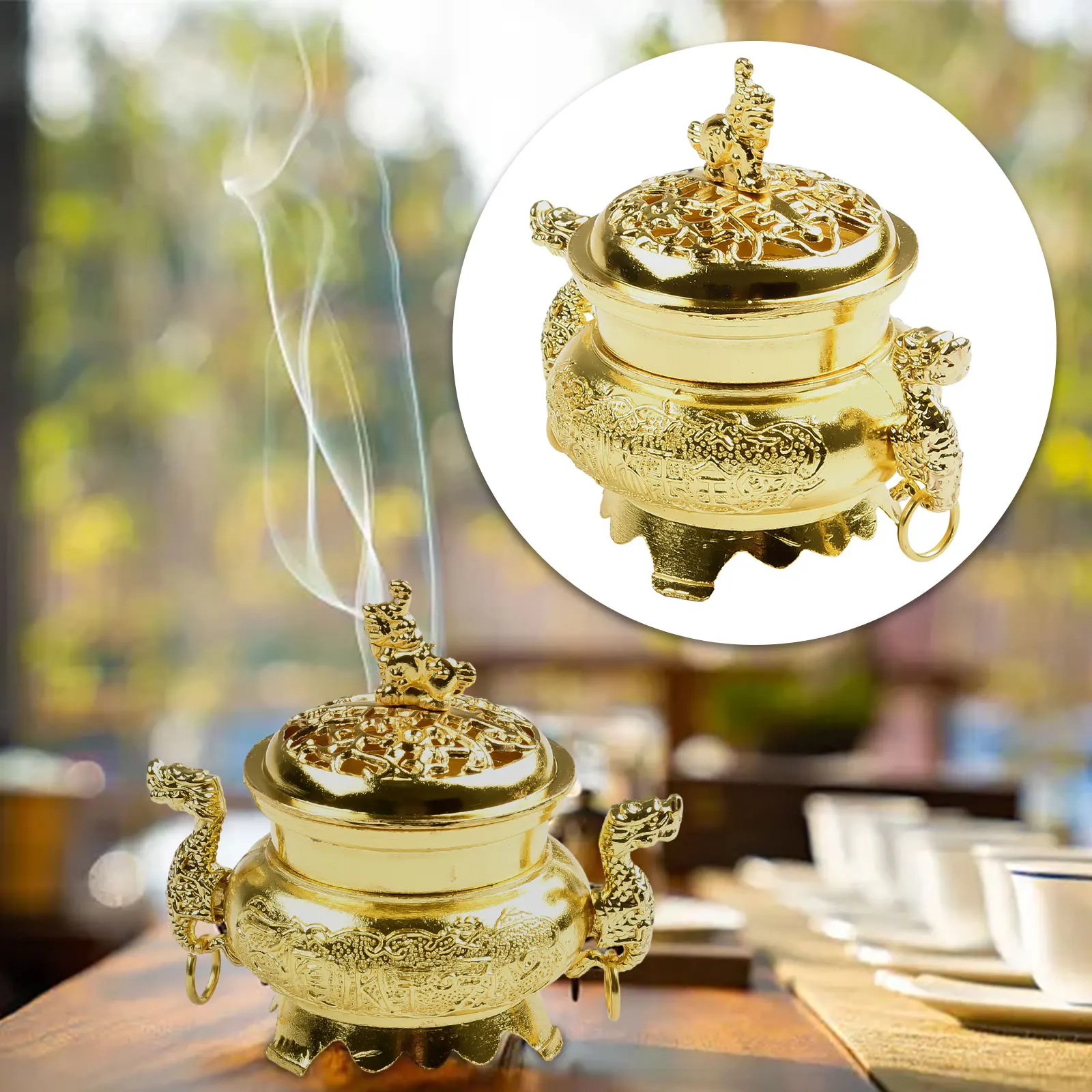 Alloy Incense Burner Double Dragon Style Hollow Cap Censer Cone Holder Decor House Furnishings Home Office Decoration
Alloy Incense Burner Double Dragon Style Hollow Cap Censer Cone Holder Decor House Furnishings Home Office Decoration