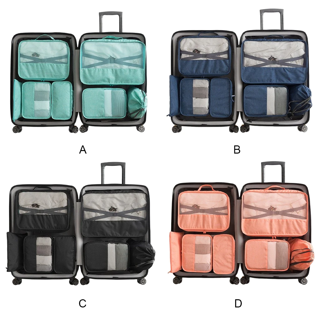 

Набор из 7 упаковочных кубиков, дорожная сумка, одеяло для багажа, сумка для нижнего белья, оранжевый