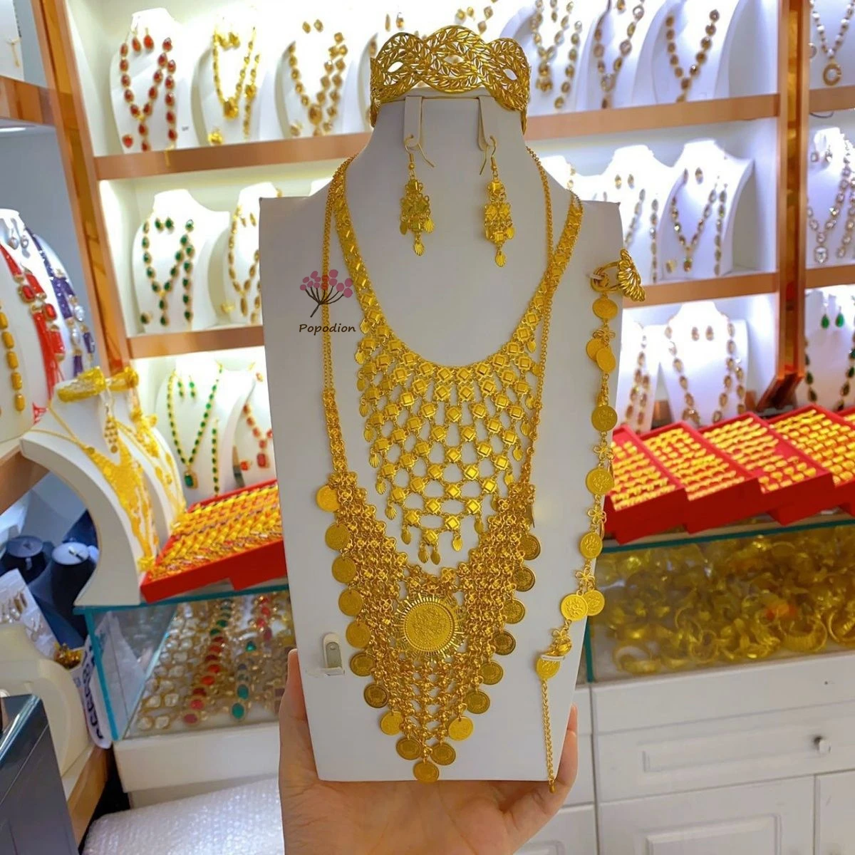 New Dubai Jewelry 24K Gold Plated Bridal Flower Necklace Earrings Bracelet Women's Ring Popodion Fashion Set 6 Pieces YY10446
New Dubai Jewelry 24K Gold Plated Bridal Flower Necklace Earrings Bracelet Women's Ring Popodion Fashion Set 6 Pieces YY10446