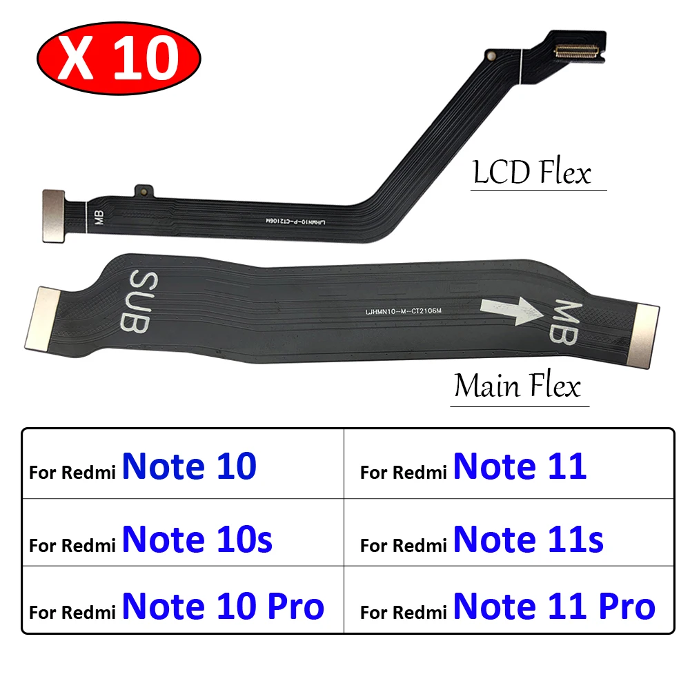 

10Pcs/Lot, New For Xiaomi Redmi Note 10 10s 11 11s Pro 4G 5G Main FPC LCD Display Connect Mainboard Flex Cable Ribbon