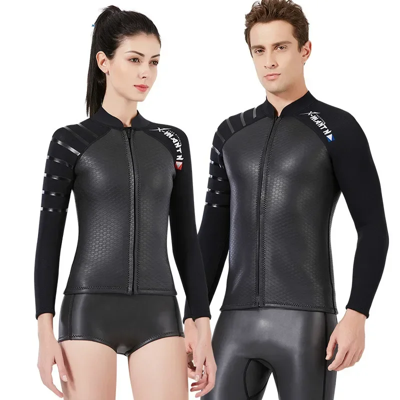 

3mm Neoprene Couples Long Sleeve Leather Wetsuit Swim Jacket Scuba Snorkeling Surfing Spearfishing Diving Suit Tops Kayak