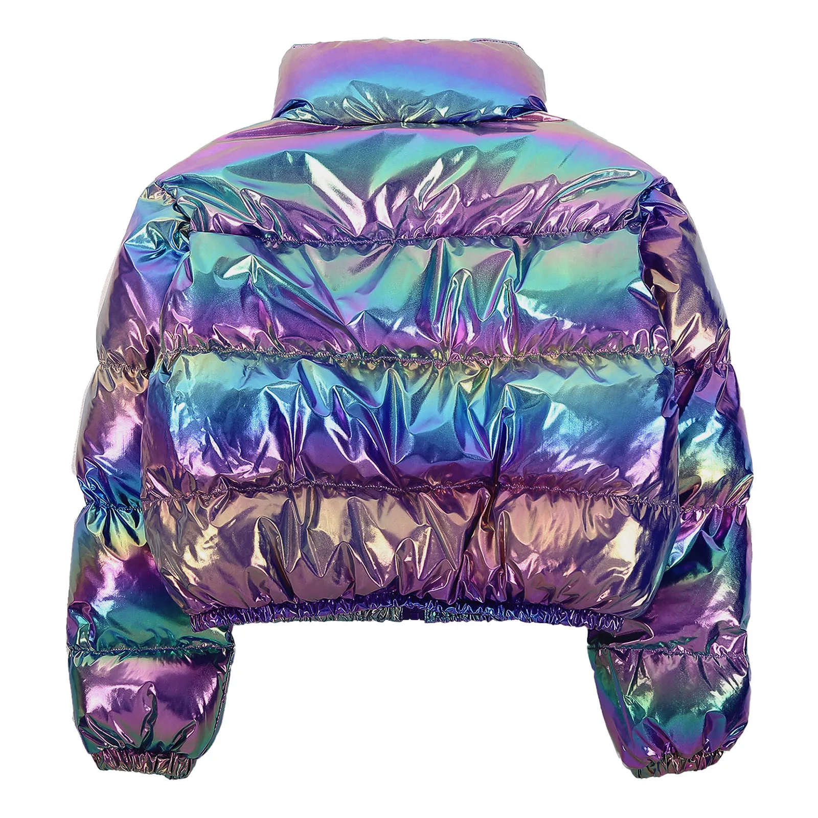 Women's Metallic Glossy Puffy Padded Jacket Quilted Outerwear Coat with Zipper Winter Stand Collar Outdoor Streetwear Women's Metallic Glossy Puffy Padded Jacket Quilted Outerwear Coat with Zipper Winter Stand Collar Outdoor Streetwear