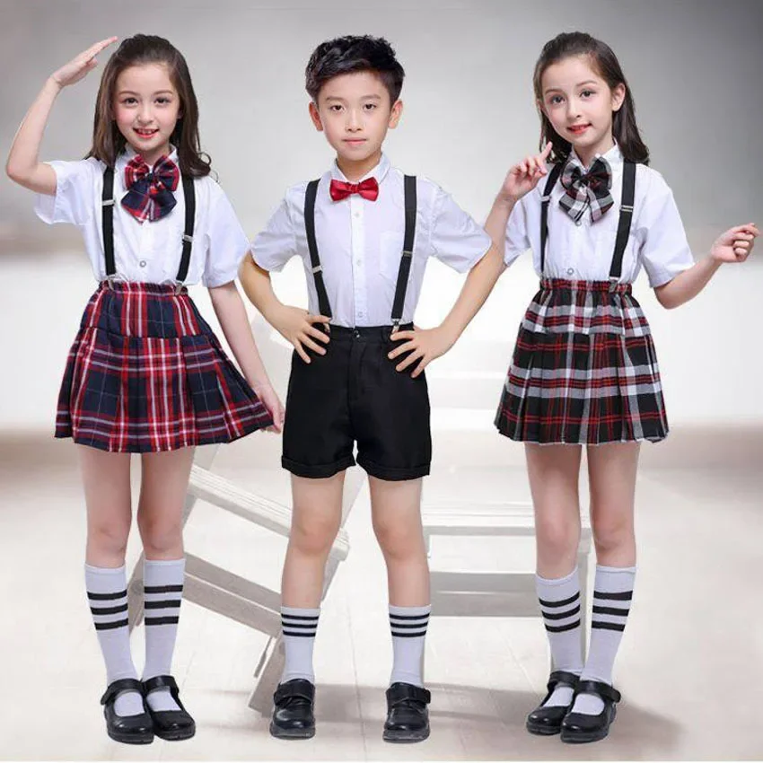 School Uniforms for Children Kids Clothing Sets Tops+Skirt+Strap Teenager Girls Plaid Student Boys Choir Costumes 100-170Cm
School Uniforms for Children Kids Clothing Sets Tops+Skirt+Strap Teenager Girls Plaid Student Boys Choir Costumes 100-170Cm